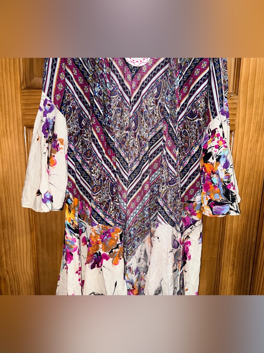 NWT Umgee “Full of Blooms” Kimono-Purple & Cream w/Multicolor Floral Accents-M - Picture 5 of 14